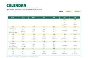 Academic Calendar Hanyang ERICA Summer School