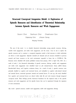 [최순리, 최서현, 손채현, 김다정, 송지훈] 에피소드 요소와 직무 몰입의 이론적 관계와 에피소드 요소 탐색을 통한 구조적인 개념적 통합 모형