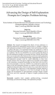 [주현, 이진주, 김동식] Advancing the Design of Self-Explanation Prompts for Complex Problem-Solving