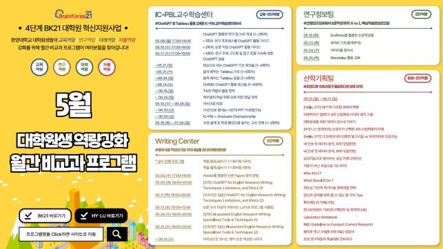 4단계 BK21 대학원혁신지원사업 2023년 5월 비교과 프로그램 안내