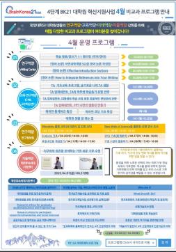 [교육안내] 4단계 BK21 대학원혁신지원사업 4월 비교과 프로그램 안내