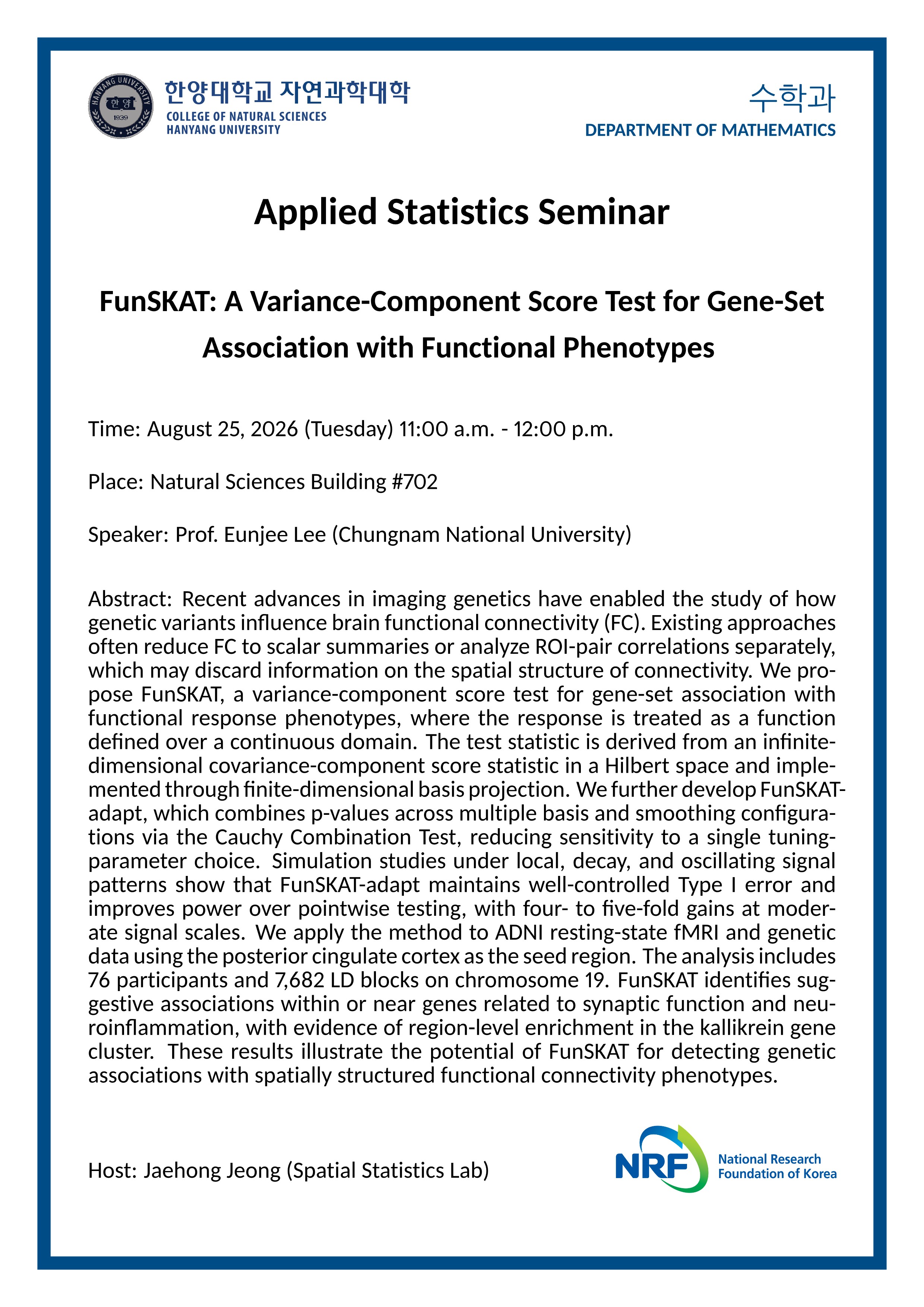 [세미나] FunSKAT: A Variance-Component Score Test for Gene-Set Association with Functional Phenotypes